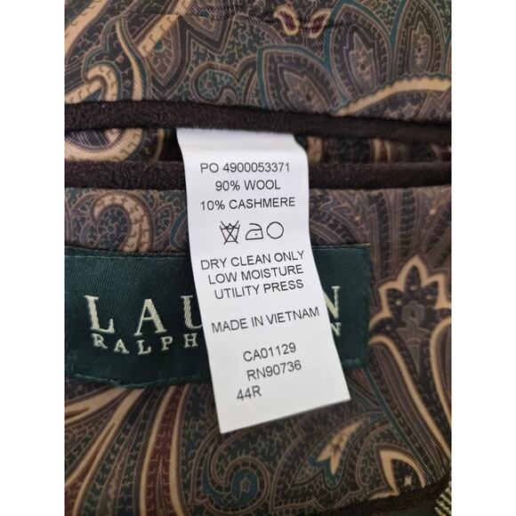 Lauren Ralph Lauren wool cashmere herringbone blazer size 44r - Picture 6 of 10